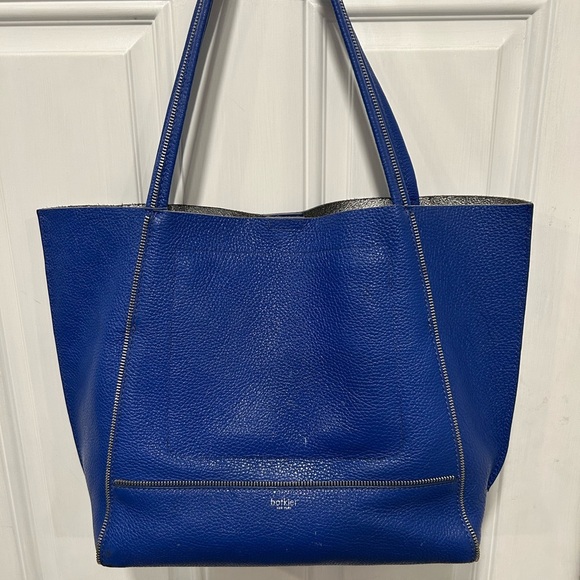 Botkier Royal Blue Leather Tote Bag with Zipper detail - Picture 1 of 7